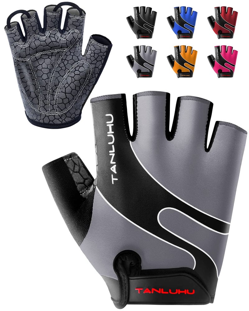 Tanluhu Cycling Gloves - Mountain Bike Half Finger Road Riding Gloves, Breathable, Shock-Absorbing, for Men and Women - Image 1